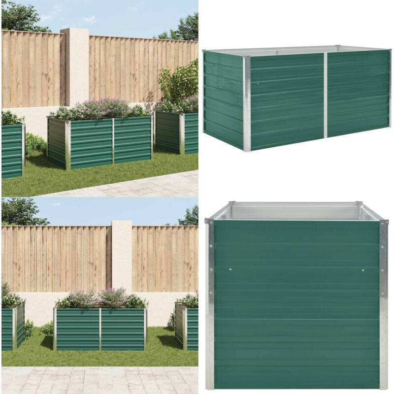 Jardinière 160 x 80 x 77 cm Acier galvanisé Vert - Jardinier - Pot De Fleurs Extérieur - Jardinière Rectangulaire - Acier Galvanisé - Jardinière