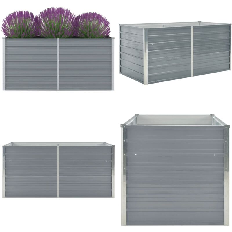 Jardinière 160 x 80 x 77 cm Gris Acier galvanisé - Jardinier Rectangular - Jardinière Extérieure - Pot De Fleurs Grand Format - Jardinière Acier