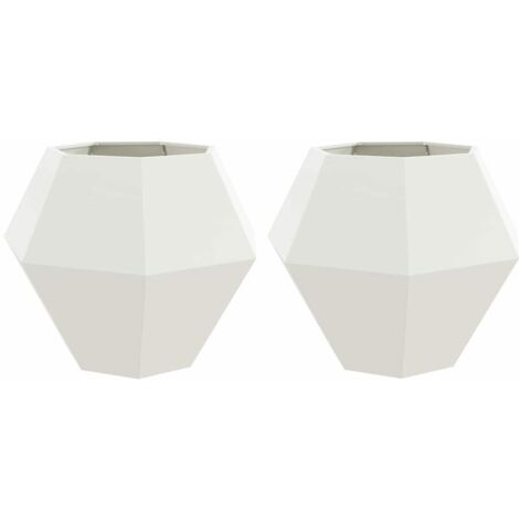 Jardinière 2 pcs  Bac à fleurs Blanc 100 x 100 x 80 cm Acier