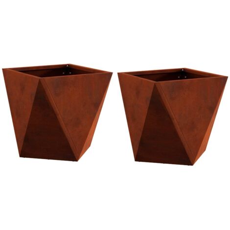 Jardinière 2 pcs  Bac à fleurs Rouillé 30 x 30 x 30 cm