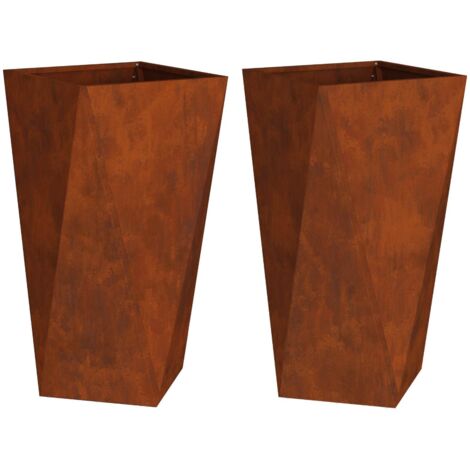 Jardinière 2 pcs  Bac à fleurs Rouillé 40 x 40 x 75 cm