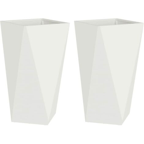 Jardinière 2 pcs Blanc 40 x 40 x 75 cm Acier CFW191305