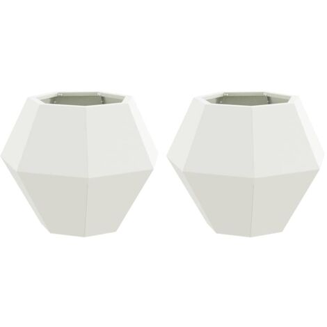 Jardinière 2 pcs Blanc 50 x 50 x 40 cm Acier CFW874285