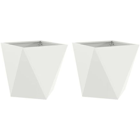 Jardinière 2 pcs Blanc 50 x 50 x 50 cm Acier CFW242735