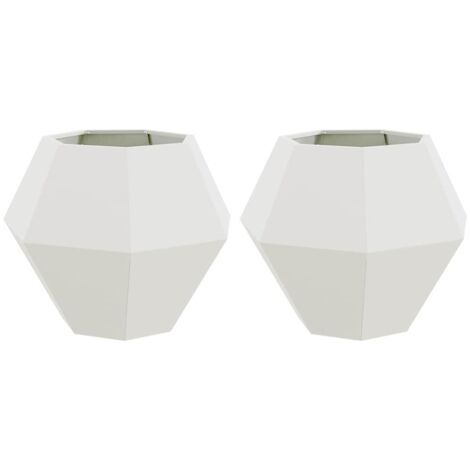 Jardinière 2 pcs Blanc 75 x 75 x 60 cm Acier CFW239217