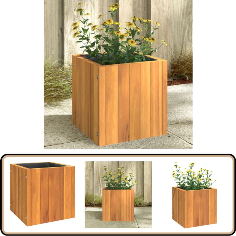 Jardinière 25x25x25 cm bois massif d'acacia - Jardiniered'intérieur - Jardinière Acacia - Pot De Fleurs Extérieur - Déco Intérieure - Plante