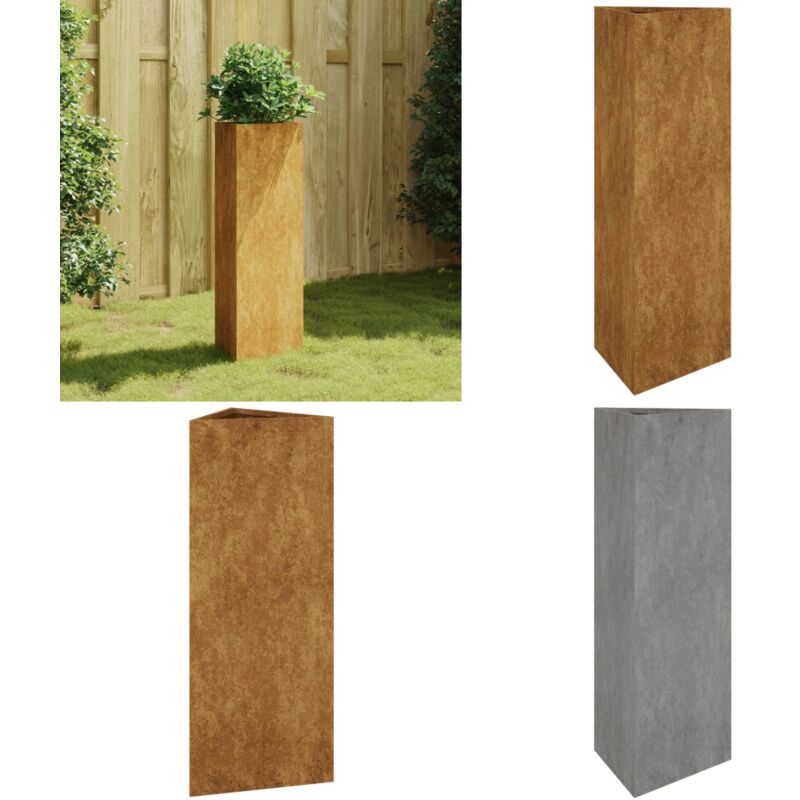 Jardinière 30x26x75 cm acier corten - Jardinier - Pot De Fleurs Extérieur - Jardinière Acier Corten - Déco Jardin - Plante Extérieure - Home & Living