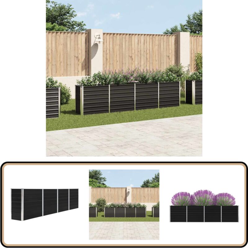Vidaxl - Jardinière 320x40x77 cm Acier galvanisé Anthracite - Jardinier Rectangular - Jardinière Acier - Pot Plante Extérieur - Jardinière Grande