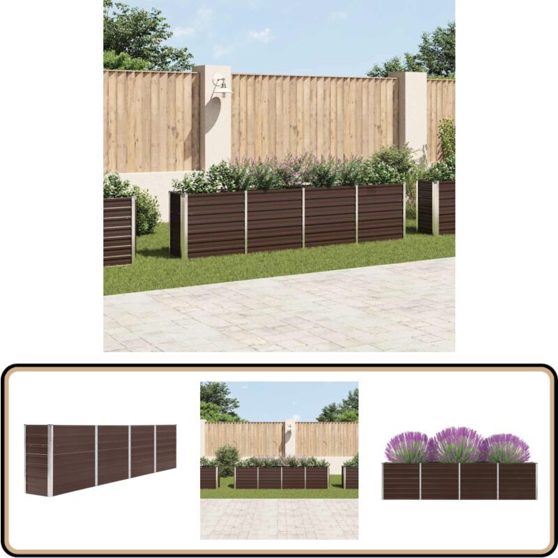 Vidaxl - Jardinière 320x40x77 cm Acier galvanisé Marron - Jardinier Rectangular - Jardinière Extérieure - Pot De Fleurs Grand - Jardinière Acier