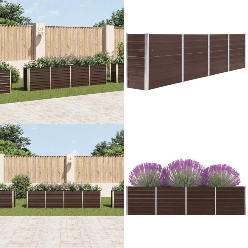 Vidaxl - Jardinière 320x40x77 cm Acier galvanisé Marron - Jardinier Rectangular - Jardinière Extérieure - Pot De Fleurs Grand - Jardinière Acier