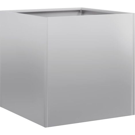 Vidaxl – Jardinière en acier galvanisé 40x40x40 cm – Fond ouvert pour drainage efficace – Design moderne pour balcons et patios