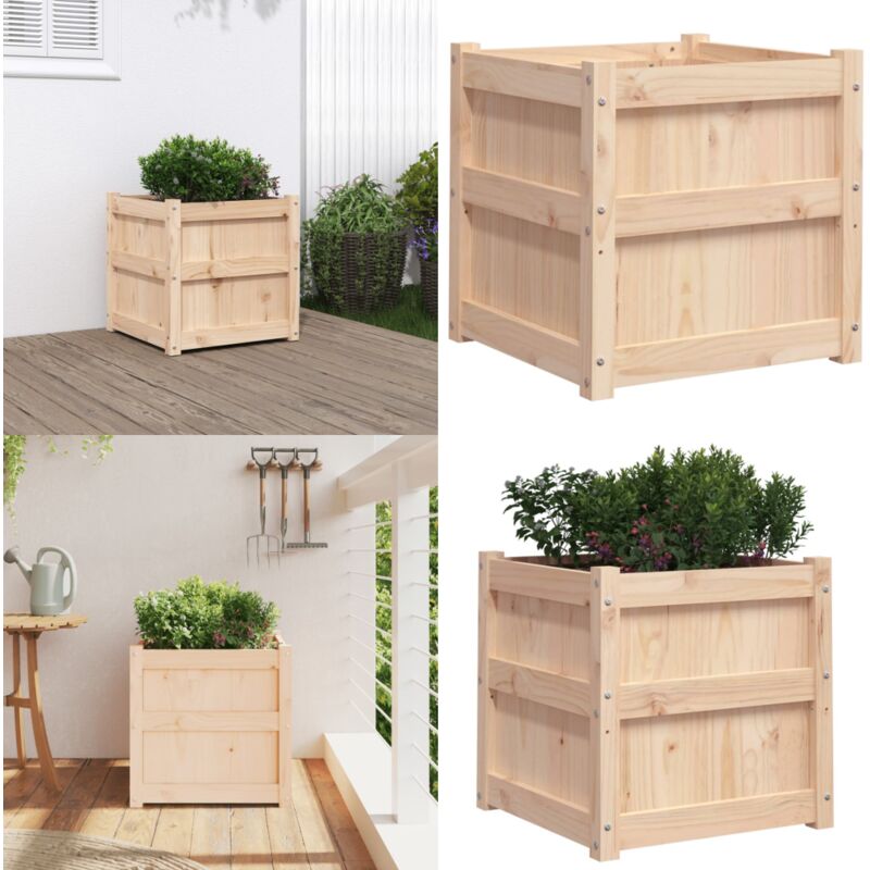 Vidaxl - Jardinière 50x50x50 cm bois de pin massif - Jardinier - Pot De Fleurs - Extérieur - Balcon - Patio - Home & Living
