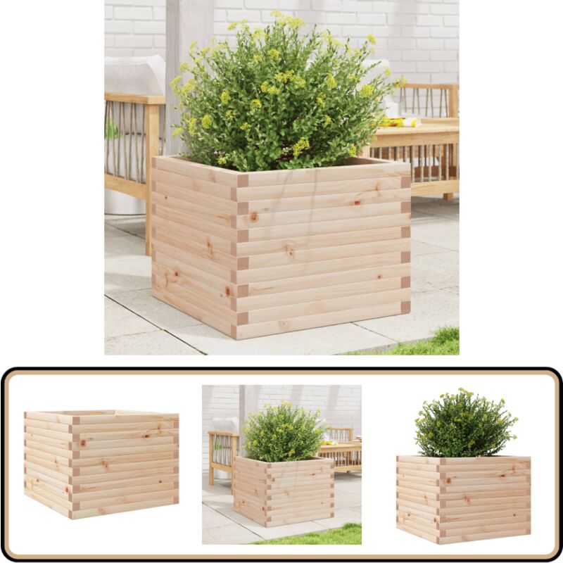 Jardinière 60x60x46 cm bois de pin massif - Jardinier - Pot De Fleurs - Bac À Plantation - Extérieur - Terrasse