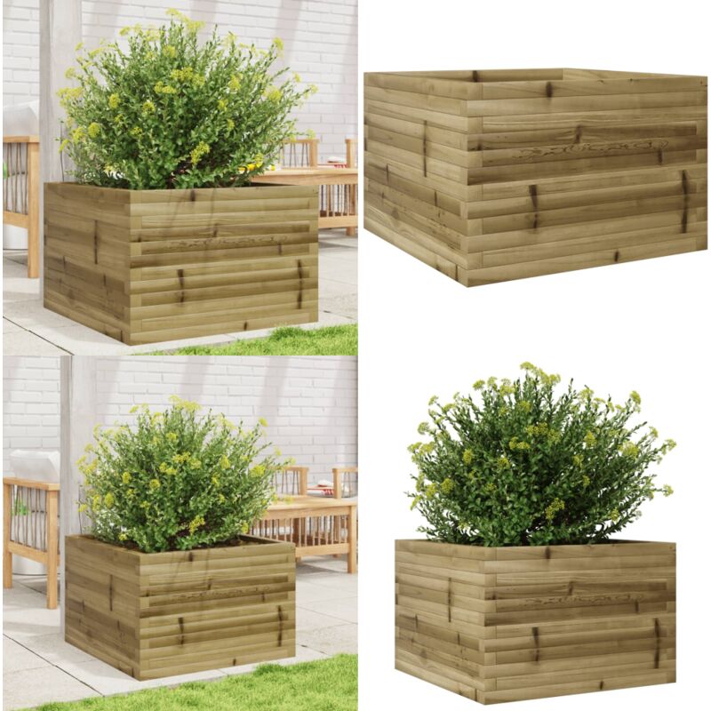 Jardinière 70x70x45,5 cm bois de pin imprégné - Jardinier - Pot De Fleurs - Bac À Fleurs - Extérieur - Terrasse - Home & Living