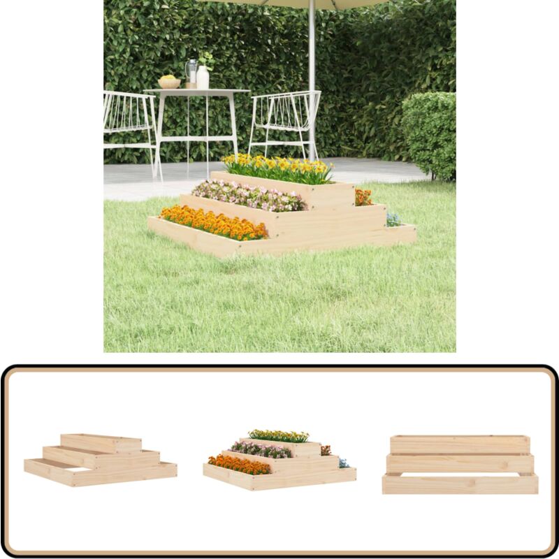 Vidaxl - Jardinière 80x80x27 cm Bois massif de pin - Jardinier En Bois - Jardinière Design - Pots De Fleurs Extérieur - Bac à Fleurs - Plante