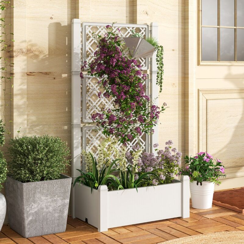 Jardinière à 3 hauteurs avec arrosage automatique lit de jardin avec indicateur de niveau d'eau blanc et gris CWXT5818 design in