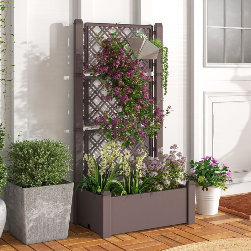 Jardinière à 3 hauteurs avec arrosage automatique lit de jardin avec indicateur de niveau d'eau café CWXT5490 design in