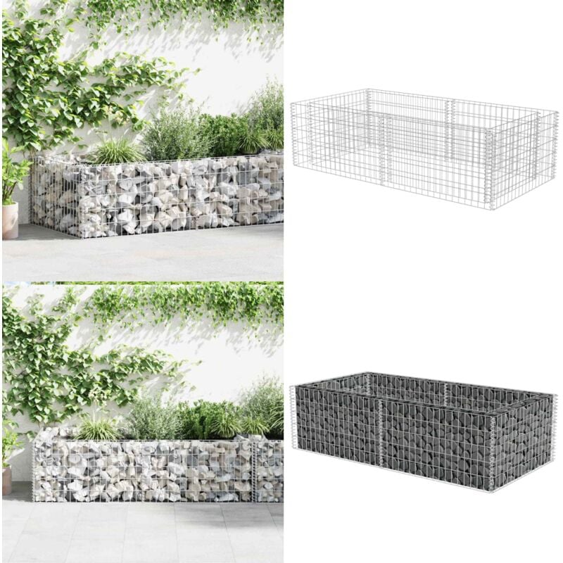 Jardinière à gabion Acier galvanisé 180 x 90 x 50 cm - Jardin - Clôture - Gabion - Panier De Gabion - Décoration Extérieur - Home & Living