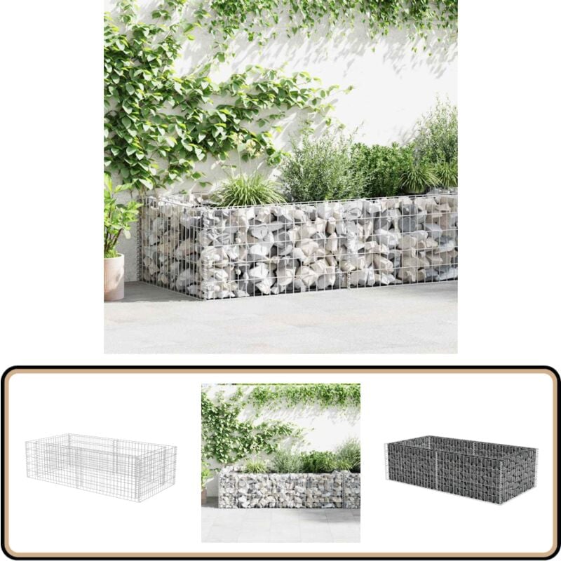 Jardinière à gabion Acier galvanisé 180 x 90 x 50 cm - Jardin - Clôture - Gabion - Panier De Gabion - Décoration Extérieur