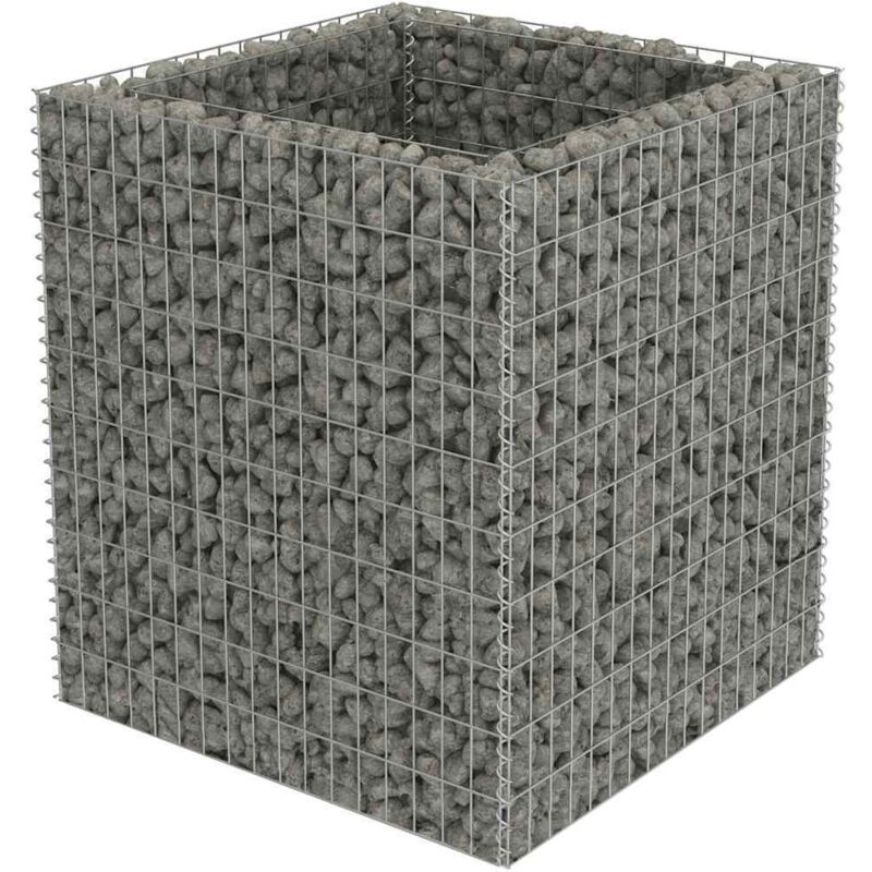 Lit surélevé à gabion Acier galvanisé 90x90x100 cm