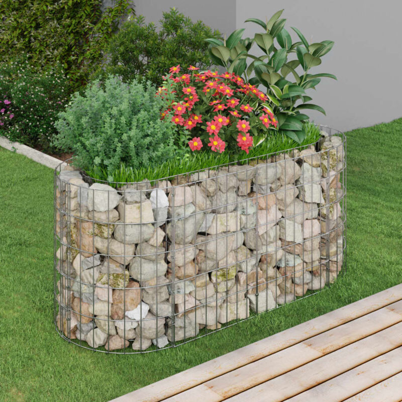 Jardinière à gabion. Bac à fleurs, Lit surélevé de jardin fer galvanisé 120x50x50 cm pjhr61423 design in