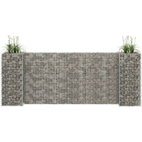 Jardinière à gabion en H Fil d'acier 260x40x100 cm