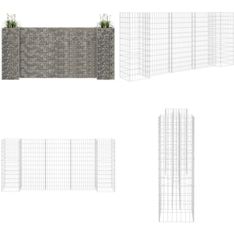 Jardinière à gabion en h Fil d'acier 260x40x120 cm - Jardin - Bordure Jardin - Jardinière Extérieure - Gabion - Décoration Extérieur - Home & Living