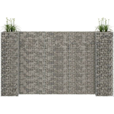 Jardinière à gabion en H Fil d'acier 260x40x150 cm