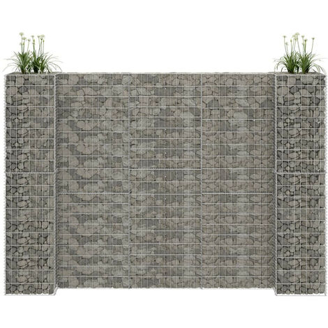 Jardinière à gabion en H Fil d'acier 260x40x200 cm