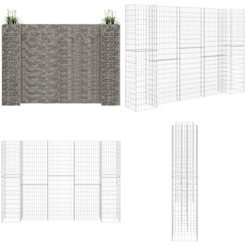 Jardinière à gabion en h Fil d'acier 260x40x200 cm - Jardin - Bordure Jardin - Jardinière Extérieure - Gabion - Décoration Extérieur - Home & Living