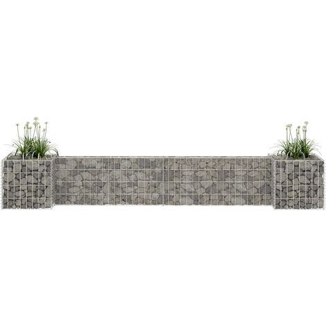 Jardinière à gabion en H Fil d'acier 260x40x40 cm - Argent