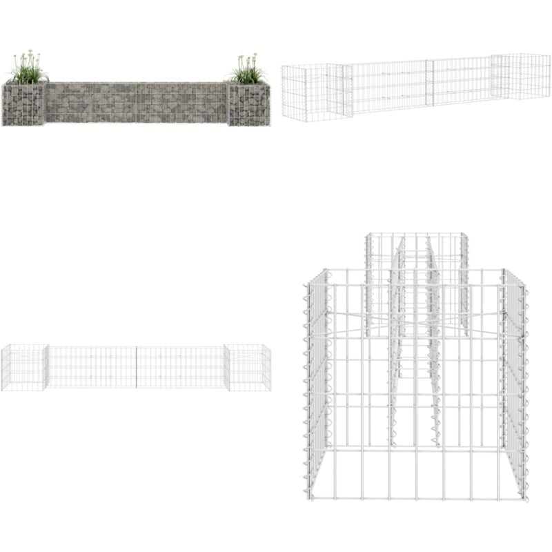 Jardinière à gabion en h Fil d'acier 260x40x40 cm - Jardin - Bordure Jardin - Jardinière Extérieure - Gabion - Bac Plante - Home & Living