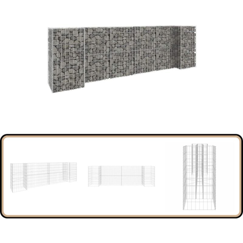 Jardinière à gabion en h Fil d'acier 260x40x80 cm - Jardiniere Gabion - Border Jardin - Décoration Extérieur - Bac Plante - Gabion Design
