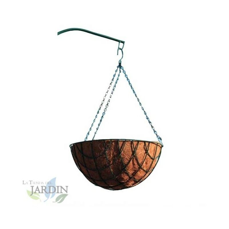 Suspension de pot de coco 35 cm. Comprend une élégante chaîne et un support en vert olive. Convient pour la décoration intérieu