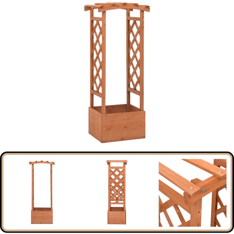 Jardinière à treillis avec arche 49x39x117 cm Bois de sapin - Jardinierre En Bois - Jardinière à Treillis - Pot De Fleurs Extérieur - Décoration