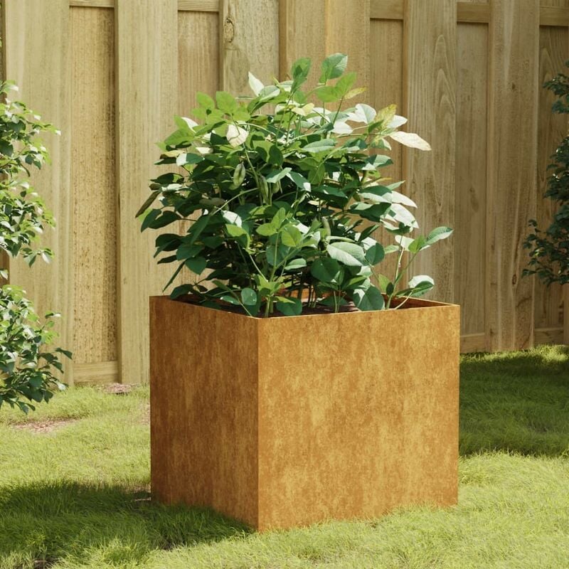 Jardinière Acier Corten 40 x 41 x 40 cm. Aspect Rouille, Très tendance. Jardin, Patio, Balcon - Rouille