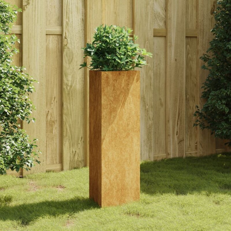 Jardinière Acier Corten Triangle 40 x 34 x 75 cm. Aspect Rouille, Très tendance. Jardin, Patio, Balcon - Rouille