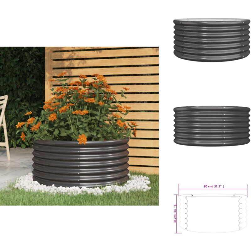 Vidaxl - Jardinière Acier enduit de poudre 80x80x36 cm Anthracite - Jardin - Pots De Fleurs - Jardinière Extérieure - Décoration Extérieur - Balcon