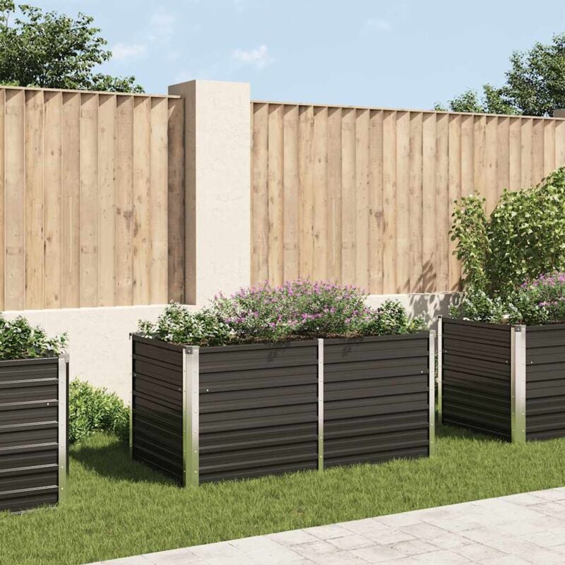Jardinière surélevée Anthracite 160x80x77 cm Acier galvanisé vidaXL