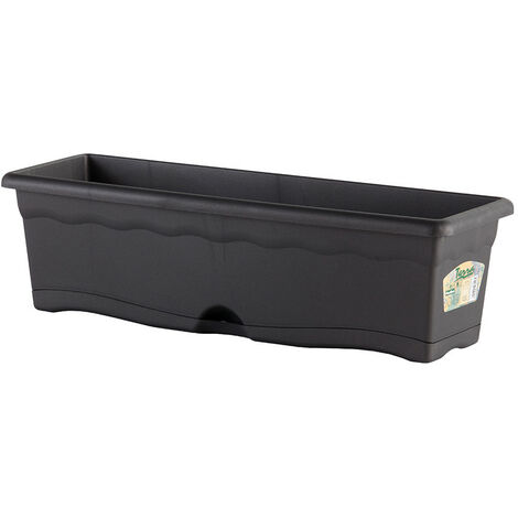 Jardinière avec plaque intégrée 60x20cm – Couleur anthracite – Résistante aux rayons UV – Pour espaces extérieurs modernes – Plastiken