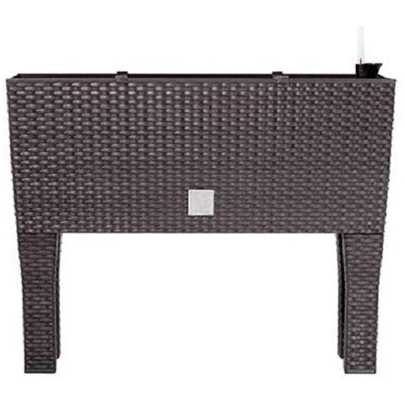 Prosperplast Jardinière surélevée anthracite en polyrotin 3 compartiments 60x25x46 cm Bac à fleurs sur pieds 30 l