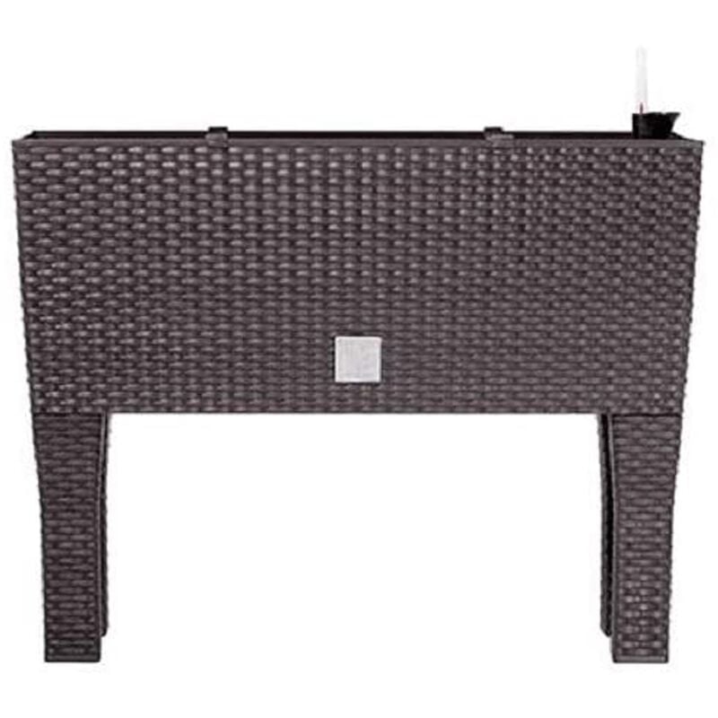 Prosperplast Jardinière surélevée ocre foncé en polyrotin 3 compartiments 60x25x46 cm Bac à fleurs sur pieds 30 l