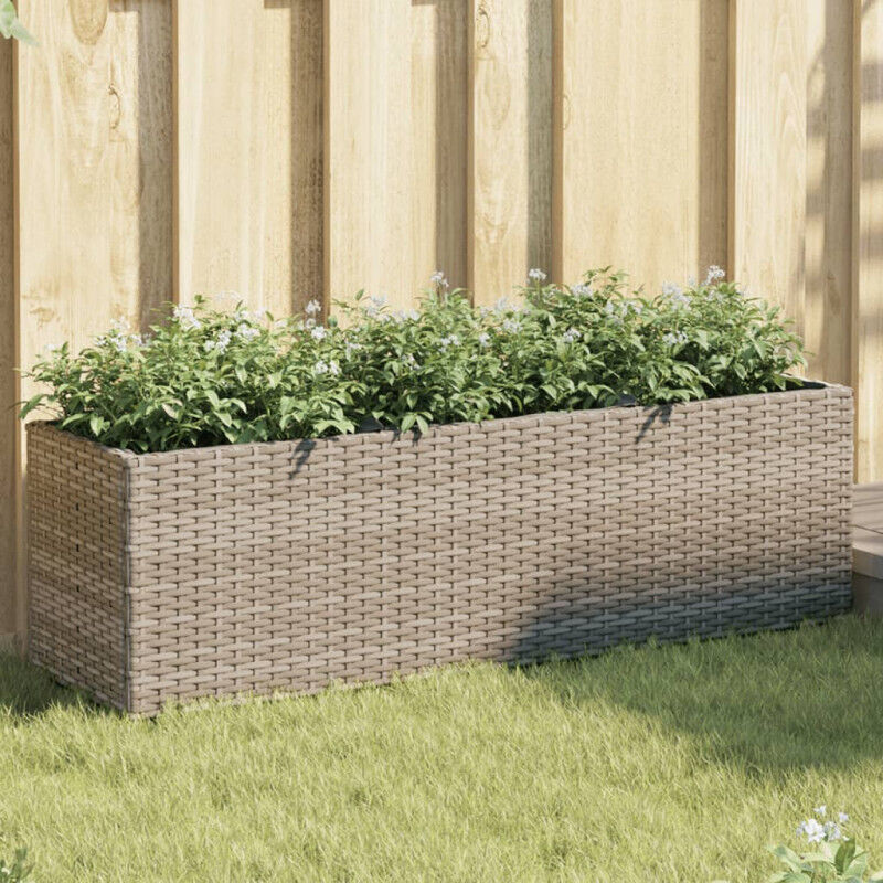 Vidaxl - Jardinière avec 3 pots gris 105x30x32 cm résine tressée