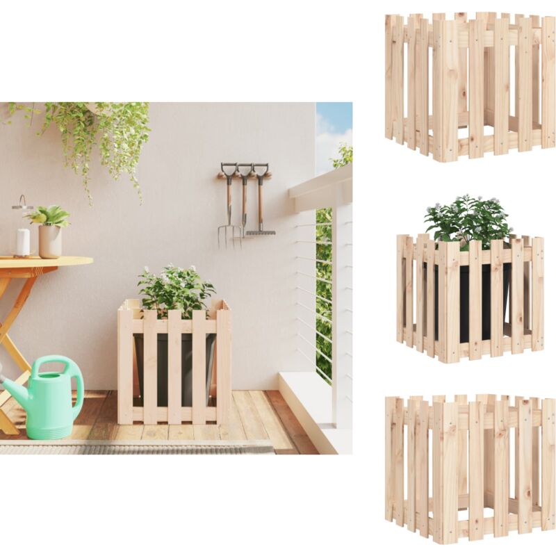 Vidaxl - Jardinière avec design de clôture 50x50x50 cm pin massif - Jardinier - Pots De Fleurs - Décoration Extérieur - Terrasse - Balcon