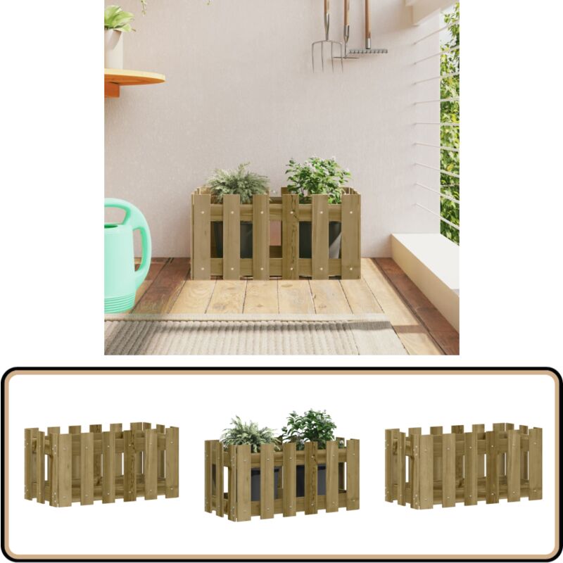 Vidaxl - Jardinière avec design de clôture 60x30x30 cm pin imprégné - Jardinier - Pots De Fleurs - Décoration Extérieur - Bois Traité - Planter