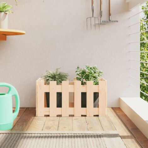 Jardinière avec design de clôture 60x30x30 pin massif