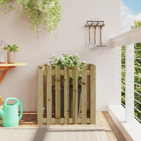 Jardinière avec design de clôture 70x70x70 pin imprégné