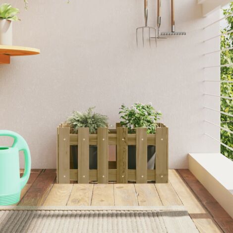 Jardinière avec design de clôture-Pot de fleur 60x30x30 cm pin imprégné