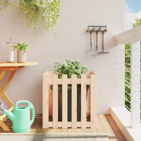 Jardinière avec design de clôture-Pot de fleur 60x60x60 cm pin massif