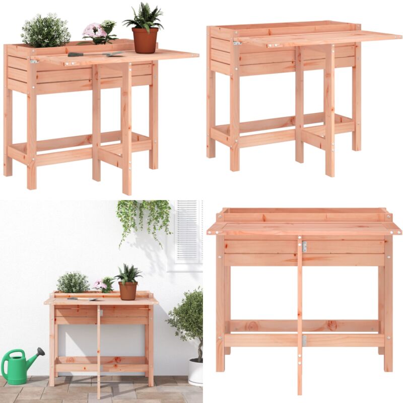 Vidaxl - Jardinière avec dessus de table pliable bois de Douglas massif - Jardiniered'extérieure - Jardinière Bois - Jardinière Pliable - Pot De